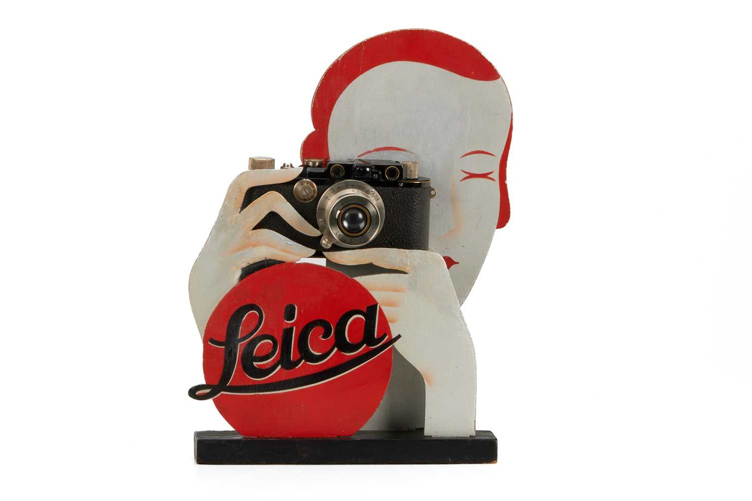 Lot 32 - Leica II Mod.D Black + Wooden Display Stand