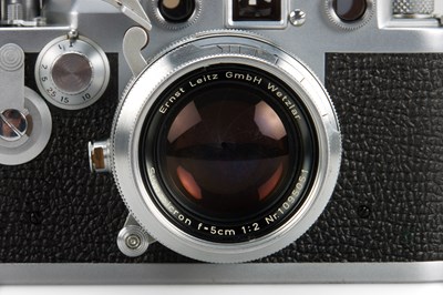 Lot 49 - Leica IIIf Betriebskamera + Compur Summicron 2/5cm Prototype