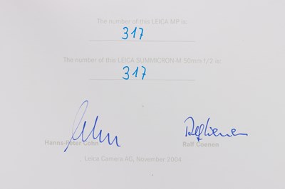 Lot 104 - Leica MP Classic Black Paint + Summicron-M 2/50mm