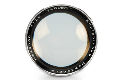 Lot 154 - Konishiroku f.M39 Hexanon 1.2/60mm Black/Chrome Set
