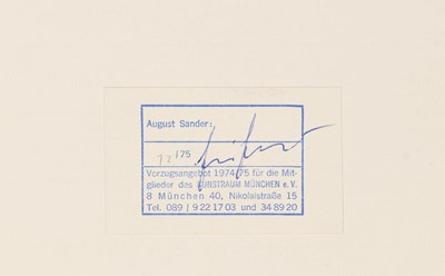 Lot 34 - AUGUST SANDER (1876–1964)