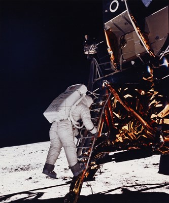 Lot 50 - NEIL ARMSTRONG (1930–2012) | Buzz Aldrin steps off the Lunar Module 'Eagle', NASA mission 'Apollo 11', July 20, 1969