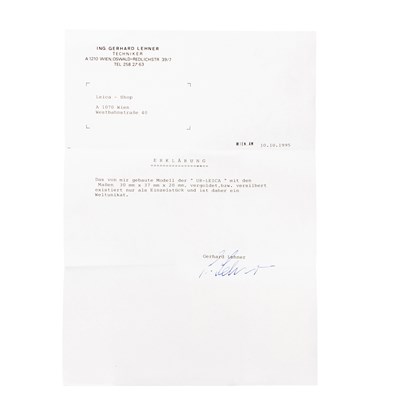 Lot 2 - Leica Ur-Leica Model 1:4 "Gerhard Lehner"