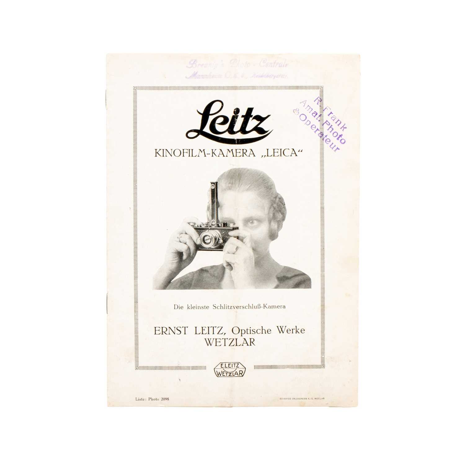 Lot 8 - Leitz Kinofilm-Kamera "LEICA" Brochure